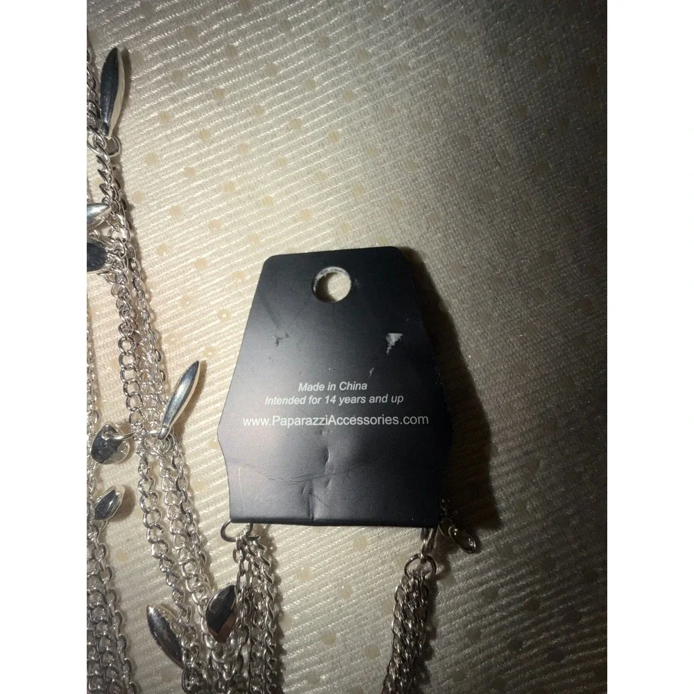 Paparazzi Layered‎ Necklace Set Womens OS Silver New Multi Strand Spike Charm